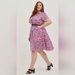 Disney/Torrid Collab Pink and Blue Cheshire Cat Shirt Dress Size 18. #856